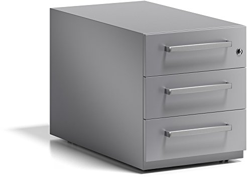 BISLEY Rollcontainer Note mit Griff, 3 Universalschubladen, Metall, 355 Silber, 77.5 x 42 x 49.5 cm