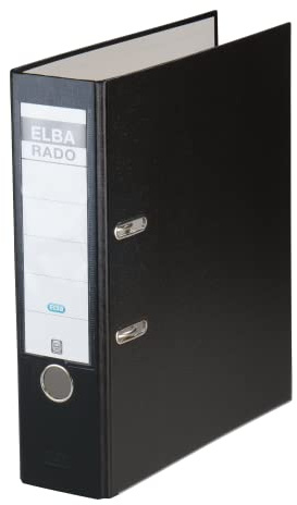 Elba Ordner A4, rado brillant, breit, veredeltes Papier, schwarz, 20 Stück