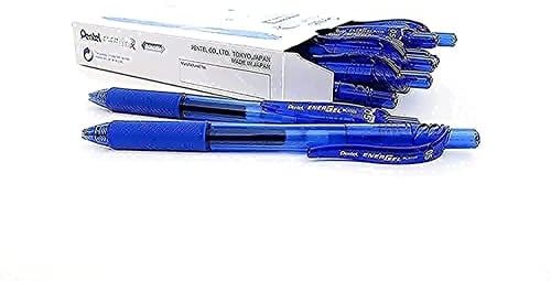 Pentel BLN105-C Gel-Tintenroller EnerGel mit Druckmechanik 0,25 mm Strichstärke und 0.5 mm Kugeldurchmesser, 12 Stück, blau