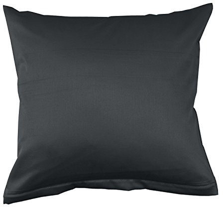 Lorena Uni Classic Mako-Satin Kissen Bezug einfarbig Baumwolle (anthrazit, 80 cm x 80 cm)