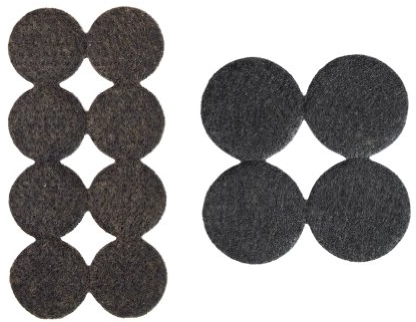 Filzgleiter selbstklebend rund in schwarz/braun 20 Stück, 16 x 25 mm Ø, 4 x 35 mm Ø, 3 mm dick, zuschneidbar, Möbelgleiter für schwere Möbel, Schutz für Parkett oder Laminat, für Möbelfüße, Tischbeine