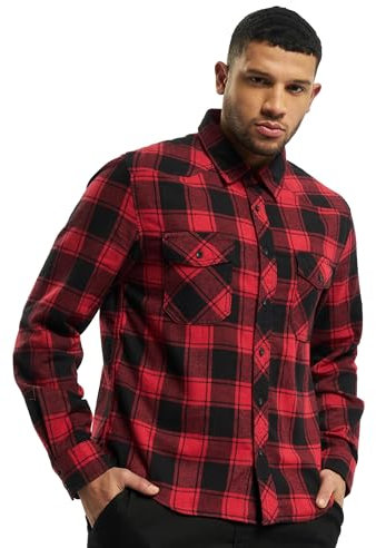 Brandit Check Shirt Homme, Rouge-Noir, S