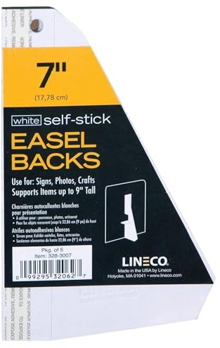 Lineco 328-3007 White Single-Wing 7 Self-Stick Chipboard Easel Backs 5/Pkg