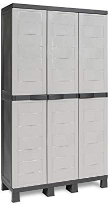 Toomax ART207BK Armoire Haut 3 Portes + 4 Etagères + Porte Balai Ambition Line S Black Edition / Taupe