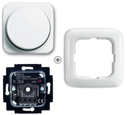 Busch-Jaeger LED-Drehdimmer, komplett mit Rahmen, Reflex SI, alpinweiß glänzend