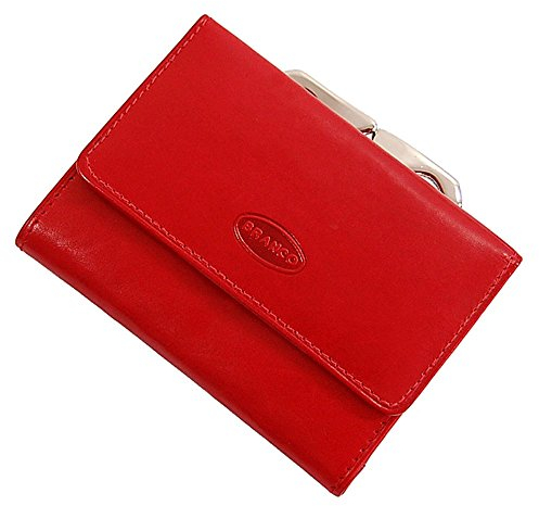 GoBago Bügelbörse Damen Leder Portemonnaie Geldbeutel Knipser 10,5 x 7,5 cm (Rot)