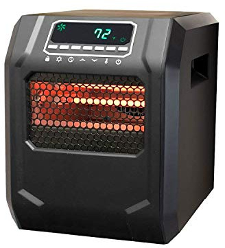 LIFESMART GLOBAL 1500 Watt 4 Element Portable Electric Infrared Quartz Bulb Room Heater for Indoor Use with 3 Heat Settings and Digital Panel - Black