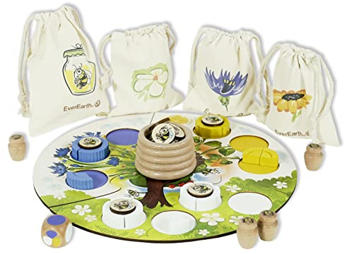EverEarth 1. Honigernte aus nachhaltigem Holz – Buntes Lernspielzeug zur Förderung von Feinmotorik und Rollenspiel – Umweltfreundliches Spielset für Kinder – EE33794
