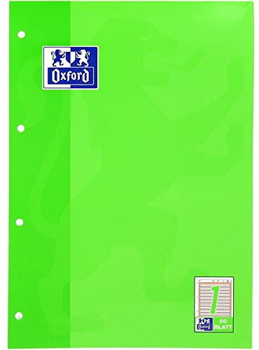 Oxford 100050340 Arbeitsblock Linien 1 - A4, 50 Blatt, 90 g/qm, 4-fach Lochung