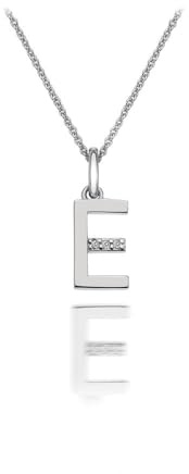 Hot Diamonds 925 Sterling Silver Letter Pendant Necklace | Personalised Initial Letter Necklace for Women | Silver Micro Pendant with 3 Real Diamonds