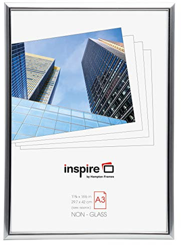 Hampton Frames | Bilderrahmen, 42x31cm, silber, Kunststoff, Acrylglas | Für Poster & Zertifikate, Wandmontage, Quer- & Hochformat | Präsentation für Innenarchitektur