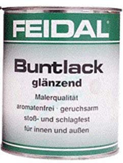 Feidal Buntlack/weiss/Ral 9010 / glänzend / 250 ml/Malerqualität/aromatenfrei/geruchsarm/stoß- u. schlagfest/für innen u. außen/für Holz, Stahl, NE-Metall, Beton, Zement, Mauerwerk u.v.m