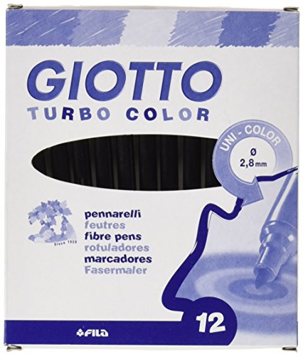 Turbocolor 485 - Rotuladores, caja de 12 unidades, color negro