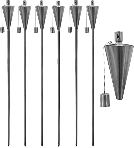 Antorcha de metal para el jardín - Lámpara de paraffin diseño triangular - 146cm - 6 unidades