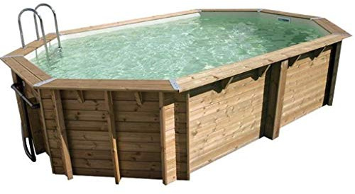 Pool Holz Azura Ubbink liegend im Set 550 x 355 x 120 cm Liner blau