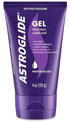 Astroglide Water Gel Based Ultra Gentle Lubricant 113 g, Stays Put with No Drip, Suitable for Men, Women and Couples, Unflavoured Lube