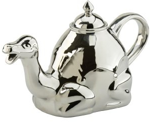 The Drh Collection 'Blingamel' Camel Shaped Ceramic Teapot in Platinum Silver 901195+874