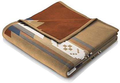 Biederlack Kuscheldecke Montana I Wohndecke aus Baumwollmischgewebe I Sofadecke in 150 x 200 cm I braune Decke im traditionellen Stil I Made in Germany