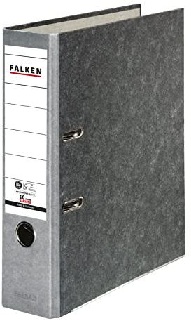 Original Falken Recycling-Ordner Wolkenmarmor. Made in Germany. 8 cm breit DIN A4 grauer Rücken Ringordner Aktenordner Briefordner Büroordner Pappordner CO2-Neutral Blauer Engel