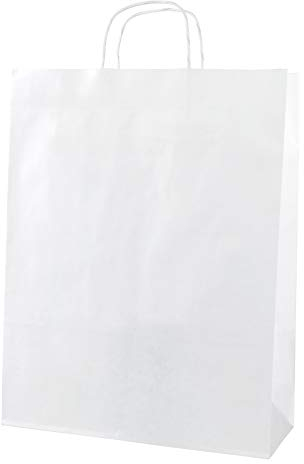 Thepaperbagstore 20 White Large Paper Bags with Twisted Handles - 32x12x41cm - Kraft Paper for Gifts, DIY, Party, Shopping, Retail, Grocery, Wedding, Birthday and Takeaway