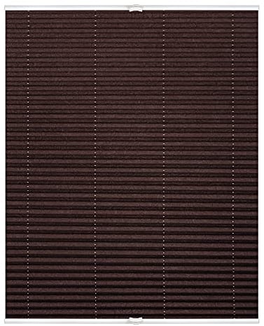 Lichtblick Plissee Klemmfix, ohne Bohren, verspannt, lichtdurchlässig, Blickdicht, Uni, mit eleganter Crushed Optik Braun,70 cm x 130 cm (B x L)