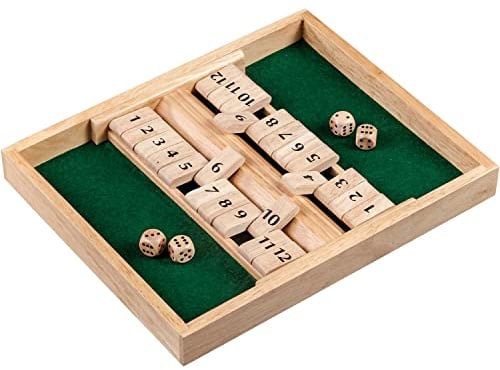 Philos 3282 - Shut The Box, 12er für 1-2 Personen, Würfelspiel, Holz