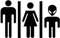 ODETOJOY Noir Funny Alien WC Sign DIY Autocollant de porte de salle de bain Panneau de porte en vinyle autocollant mural Home Autocollant