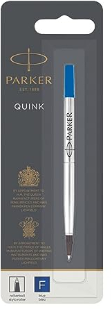 Parker Ersatzminen für Tintenroller | feine Spitze | blaue QUINK Tinte | 1 Stück