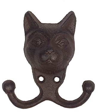 zeitzone Garderobenhaken Katze Wandhaken Doppelhaken Gusseisen Antik-Braun