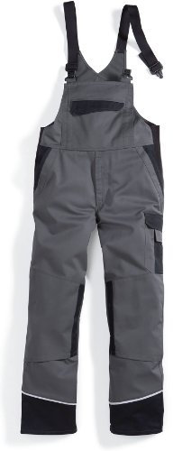 BP 1608-559-53-50s Latzhose, Stretch-Hosenträger mit Clipbefestigungen, 245,00 g/m² Stoffmischung, dunkelgrau/schwarz, 50s