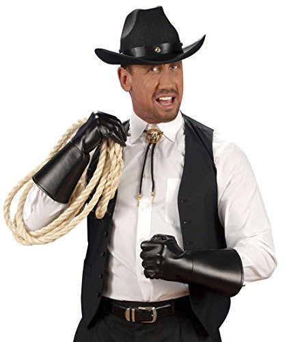 NET TOYS Lederhandschuhe schwarz Handschuhe Leder Optik Cowboy Herrenhandschuhe Western Fingerhandschuhe Zorro Bandit Kunstlederhandschuhe Gothic Accessoires Karneval Kostüm Zubehör