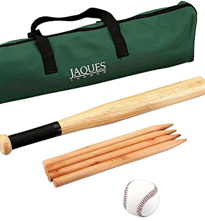 Jaques of London Rounders Set Premium Set for Adults and Kids | With Safe Play Rounders Bat and Ball | Premium Rounders Kit | Great for Outdoor Games with the Family | Since 1795