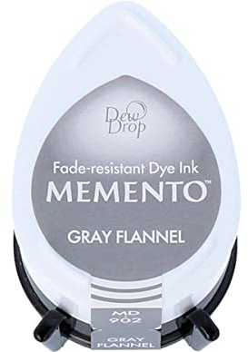 Tsukineko Memento Dew Drop Stempelkissen zum Stempeln, Grau, Flanell, klein, durchscheinend, wasserdicht, Archivierung, Prägung, pad Size: 2,4 x 3,9 cm