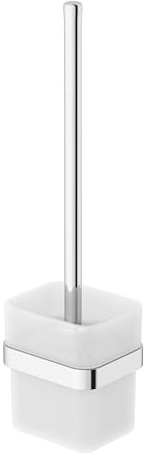 Lenz WC-Bürstengarnitur Aura in Chrom – Herausnehmbarer Glasbehälter | Toilettenbürste zur Wandmontage inkl. Befestigungsmaterial, Pflegeleichte Oberfläche & hochwertige Verarbeitung, 3409602