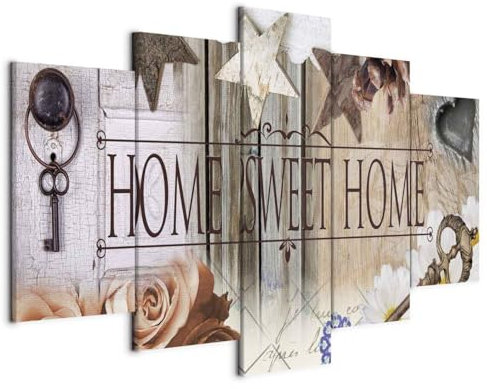 B&D XXL - Quadro 200x100 cm 5 Pezzi - Stampa su Tela in TNT Tessuta XXL Grande - Quadri Moderni Componibili Camera da Letto Matrimoniale - Stampe da Parete Arte - HOME Fiori 020115-71