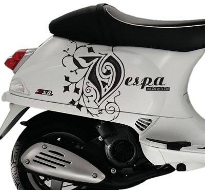 Grafix Werbung u. Design Aufkleber - mit Stil ans Ziel für Vespa S Roller & Scooter Vinyl schwarz