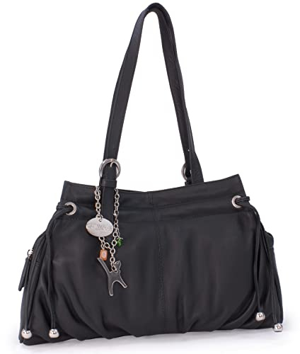 Catwalk Collection Handbags - Damen Leder Schultertasche - Handtasche Mittelgroß - mit Verstellbare Schultergurte - Alice