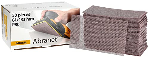 Mirka Abranet Netz-Schleifstreifen 81x133 mm Klett/Korn P80 / 50 Stk/zum Schleifen von Holz, Spachtel, Lack, Kunststoff / 5417805080