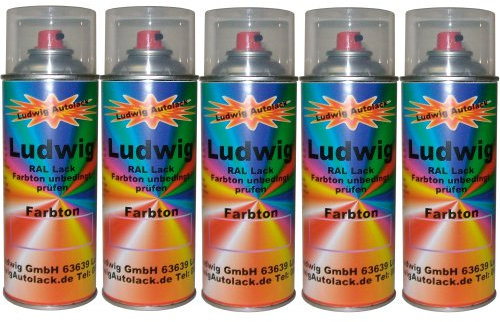 Ludwiglacke Lot de 5 bombes de peinture de voiture - 400 ml - Brillant - RAL 5002 - Bleu outremer