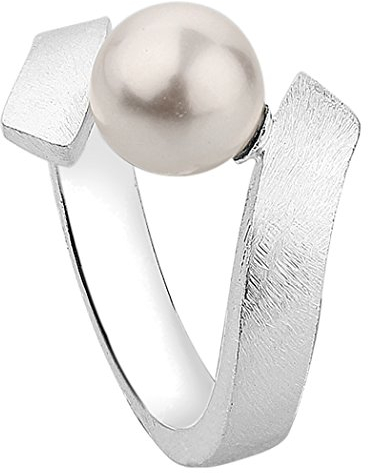 Nenalina Ring Silber 925 Damen Silberring Damenring mit Süßwasserperle und Glas Kristallen
