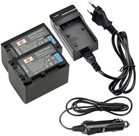 DSTE 2-pack Rechange Batterie et DC04E Voyage Chargeur Compatible pour Sony NP-FV70,HDR-XR550VE,SX21,SX44,SX45,SX63,SX65,SX83,SX85,HDR-CX105,HDR-CX110,HDR-CX115,HDR-CX130,HDR-CX150,HDR-CX155,HDR-CX160