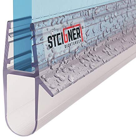 STEIGNER Joint de douche pour paroi en verre, 200cm, vitre 5/6/7/8 mm, joint d'étanchéité PVC droit pour les cabines de douche réctangulaires, UK17