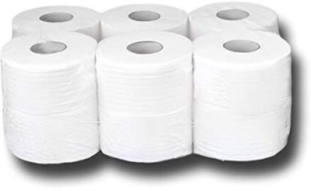 Mini Jumbo Toilettenpapier, 2-lagig, hochweiß, 100% Zellstoff, Mini-Jumborollen, reißfest, saugstark, Länge ca. 150m, Durchmesser ca. 18cm