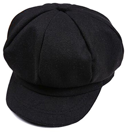 Kuyou Baby Kids Kappe Hut Cap Kinder Mütze Newsboy Berets Schirmmütze (Schwarz)