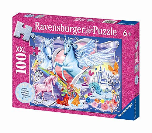 Ravensburger Kinderpuzzle - 13928 Die schönsten Einhörner - Einhorn-Puzzle für Kinder ab 6 Jahren, mit 100 Teilen im XXL-Format, mit Glitzer