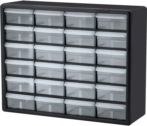 Akro-Mils 10124 Plastic Parts Storage Hardware and Craft Cabinet, Black (1-Pack), (20 W x 6 D x 16-Inch H)
