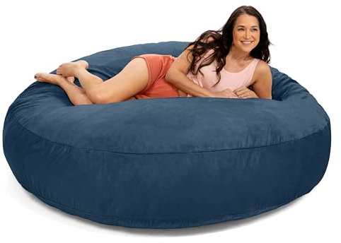 Jaxx 6 Foot Cocoon - 2-in-1 Convertible Bean Bag Bed & Large Bean Bag Chair for Adults, Navy