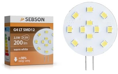 SEBSON LED Lampe G4 warmweiß 3W (2.5W), ersetzt 20W Glühlampe, 200lm, GU4 LED Stiftsockel 12V DC, Leuchtmittel 130°