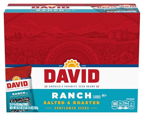 DAVID Sunflower Seeds, Ranch Flavor, 1.625 oz. (Pack of 12)