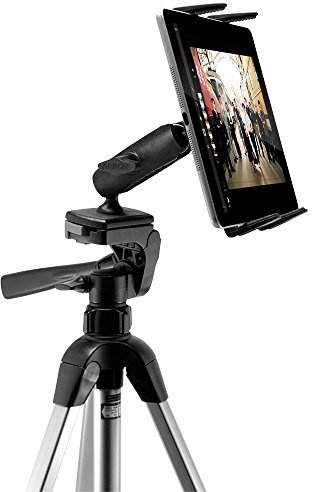ARKON Mounts Slim-Grip Tripod Tablet Mount with 3.75 Shaft | Universal Tablet Fit | Camera Mount Adapter | 360° Adjustable Angle | Compatible with iPad, Samsung, Google, Huawei, and more | TABRMTRI